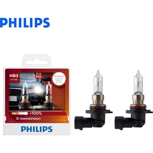Philips 9005 HB3 12V 65W P20d X-treme Vision Auto Headlight Bright Halogen Lamps ECE Approve 100% More Vision 9005XV S2, Pair