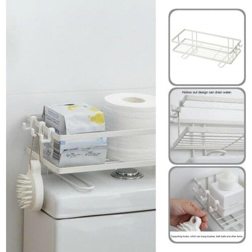 Useful No Drilling Bathroom Storage Organizer Shelves Easy Installation Toilet Storage Holder Anti-deform for Dorm