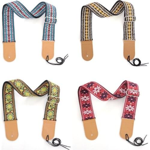 National Wind Personality Adjustable Wide Electric Acoustic Bass Electric Guitar Folk Guitar Bass Strap Leather Guitar Strap
