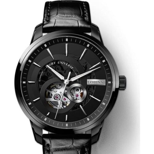 Luxury wrist watch men,mens automatic watches LOBINNI man waterproof mechanical wristwatch skeleton brand relogio masculino 2019