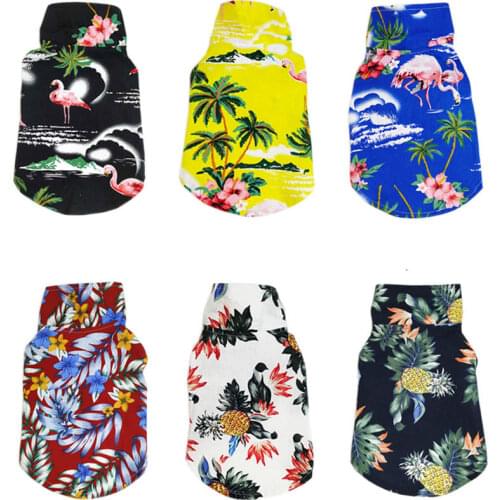 Dog Shirt Pet Clothes Summer Thin Dog Shirt Hawaiian Puppy Shirt Teddy Small and Medium-sized Dog Cat Clothing