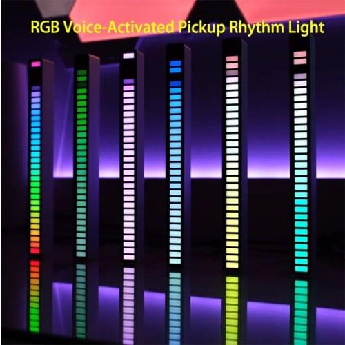 Smart Home RGB Voice-Activated Pickup Rhythm Light Colorful Sound Control Ambient Light Music Level Indicator Car Desktop Lamp