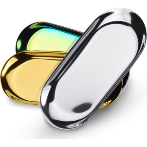 Thickened Stainless Steel Tattoo Tray Oval Metal Disinfection Plate Desktop Storage Tool Towel Snack Plate Beauty Salon Products