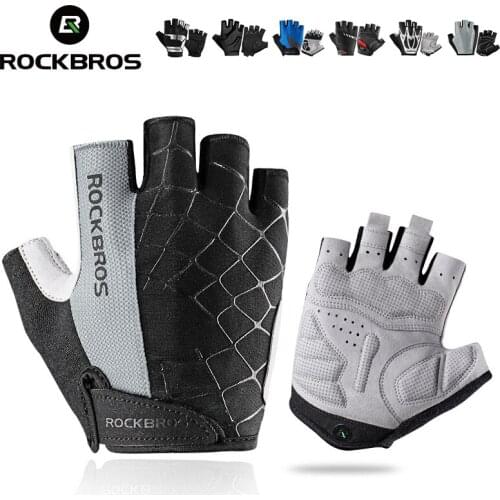 ROCKBROS Bicycle Gloves Half Finger Shockproof Wear Resistant Breathable Cycling Gloves Men Women for MTB,Sports,Bike Equipment