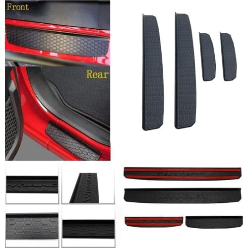 For 2018 Jeep Wrangler JL Black Door Sill Protector Scuff Plate Entry Guards Protector Trim Front Rear Plate Guards