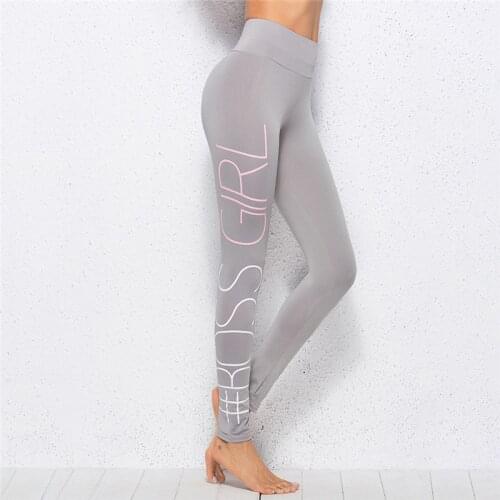 Women Workout Leggings Fashion Side Letters Print Skinny Leggings High Waist Push Up Mujer Leggings Women Breathable Slim Pants