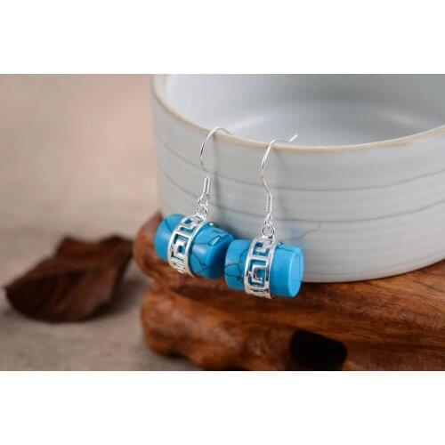 Ladys S925 Sterling Girls Jewelry Shop Round Green Natural Stone bread big earringsWomen Party, Factory wholesale price