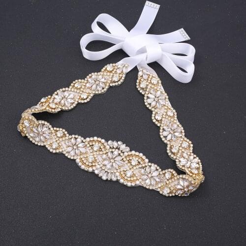 SESTHFAR Rhinestone Bridal Belt Wedding Dress Belt Bridesmaid Sash Crystal Applique for Evening Gown