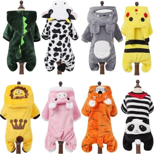 Cartoon Animal Dog Cat Costume for Small Dogs Cats Winter Warm Pet Jumpsuit Pajamas for Chihuahua Yorkies Clothes Puppy Clothing