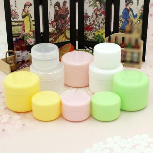 1pc Refillable Bottles Plastic Empty Makeup Jar Pot Travel Face Cream/Lotion/Cosmetic Container 5 Colors 10/20/30/50/100/150g
