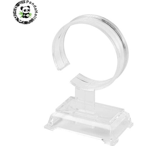 Pandahall 1 pc Plastic Bracelet Displays for Jewelry Organizer Display Stand Holder Beading Supplies Clear 94x60x40mm
