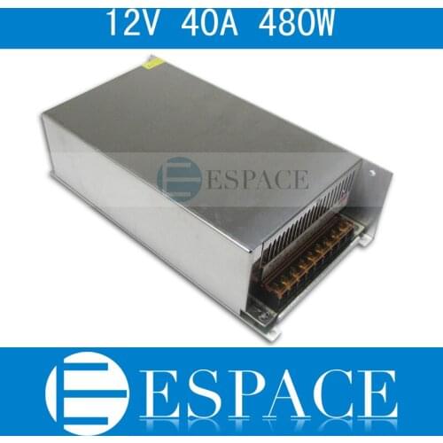 10piece/lot best quality 12V 40A 480W Switching Power Supply Driver for LED Strip AC 100-240V Input to DC 12V free fedex