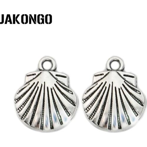 15pcs Shell Charms Jewelry Findings Antique Silver Plated Zinc Alloy Pendants for Jewelry Making DIY Handmade Craft 17x14mm