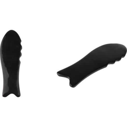 2 Pcs Manual Gua Sha Tool Scraping Board Guasha Massager- Black Fish Shaped