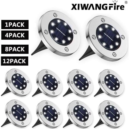 4/8/12PCS Solar Powered 8 LED Ground Light Garden Landscape Lawn Lamp with Light Sensor Buried Light Outdoor Road Stairs Decking