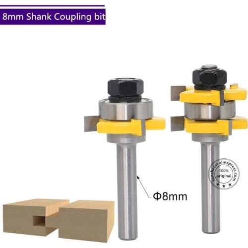 8mm Shank-2PCS,cnc solid tungsten carbide woodworking router bit,trimmer wood milling cutter,3 edges coupling end mill cutter