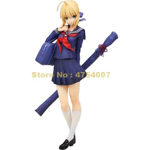Anime fate/ stay night saber master school uniform pvc action figure collectible model cute doll 20cm Toy