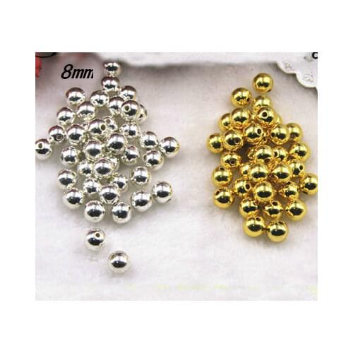Free Shipping 130pcs 8mm Dia. Color Silver And Gold Round Pearl Imitation Plastic Pearl Beads For You To DIY Women Jewelry