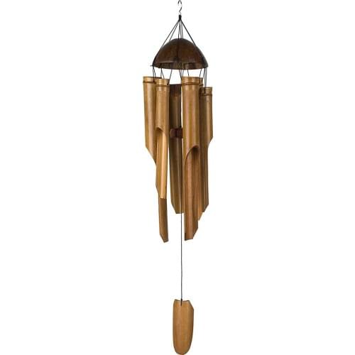 Bamboo Wind Chimes Big Bell Tube Coconut Wood Handmade Indoor And Outdoor Wall Hanging Wind Chime Decor Garden Hanging Decor