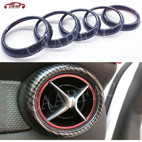 ABS Carbon Look Material Air Conditioning Vent Decorative Rings Car Accessorise for Mercedes Benz CLA GLA Class W117 X156