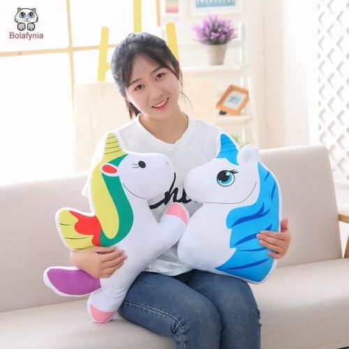 BOLAFYNIA Children plush stuffed toy Unicorn pillow cute 3D printing baby kids Christmas birthday plush toy gift