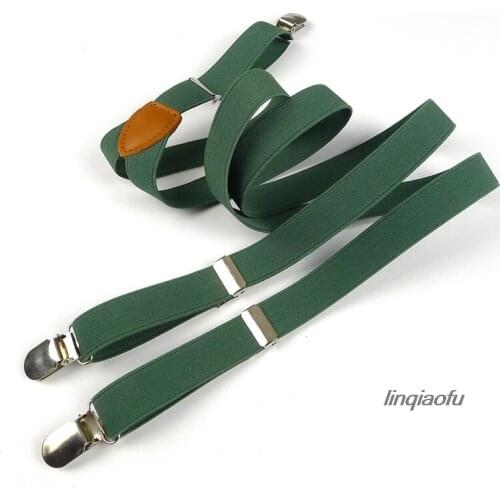Korean version of the three-fold leather strap, narrow elastic suspenders