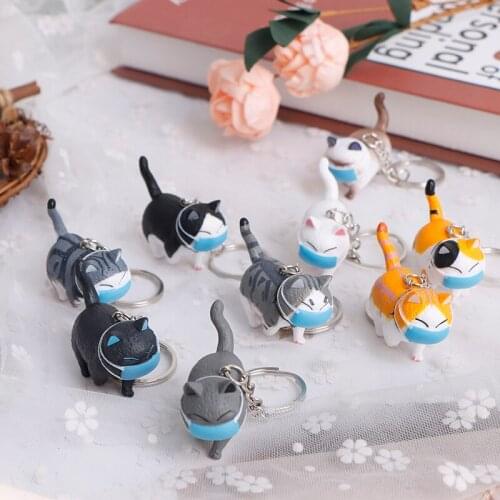 Cute Cartoon Fat Cat Pendant Key Rings Kitten Cat Key Chain Shake Head Car Bag Keychains Creative Jewelry Giftsq