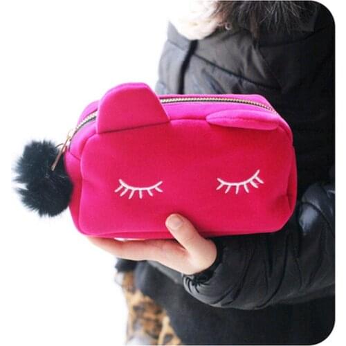 Cartoon Kawaii Pencil Case Cute Cat Plush Big Large Pencil Bag For Girls Kids Children Office School Supplie Stationery