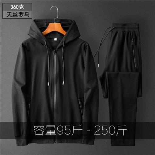Plus size autumn men tracksuit sportswear loose hoodie jacket coat+pant running jogging outfits casual athletic set sport suit