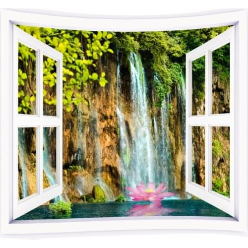 Windows Scenery Tapestry Wall Hanging Cloth Bed Spread Beach Towel Table Cloth Yoga Mat House Decoration Living Room Decoration