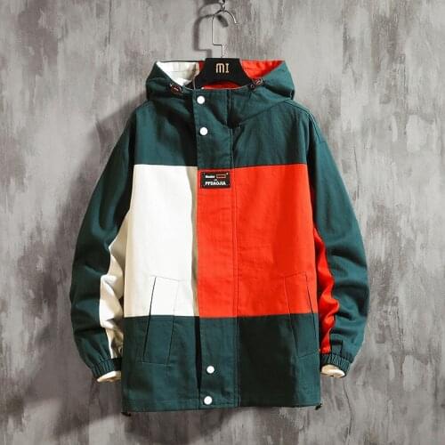Autumn And Winter New Mens Hooded Jacket Loose Color Matching Large Size Mens Jacket Japanese Fashion Trend Mens Jacket