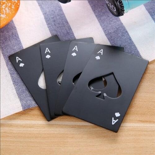 Cool Black Poker Card Beer Bottle Opener Stainless Steel Wedding Party Banquet Gift Souvenirs Kitchen Dining Bar Tools Table