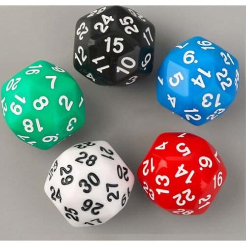 PMMA 30 Sides Digital Dice Set Board Games Accessories For Children Entertainment Kindergarten Teaching Supplies Kids Toys