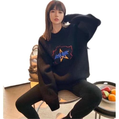 Pullover Embroidery Sweater Womens Loose Autumn Winter Trend Fashion Vintage Knitwear Girls Long Sleeve Warm O-neck Clothes