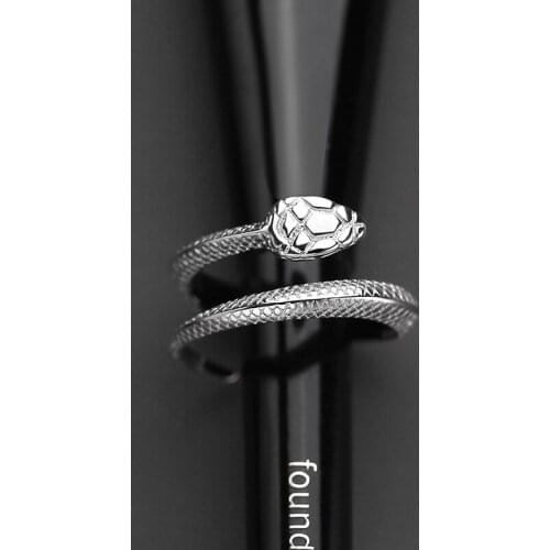 S925 silver vintage mamba snake shape personality open unisex ring TJ-106