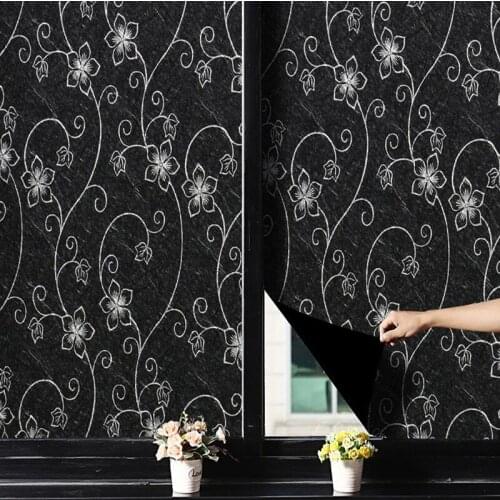 Self-adhesive full blackout glass film black pattern pattern opaque long room window bedroom bathroom window opaque sticker
