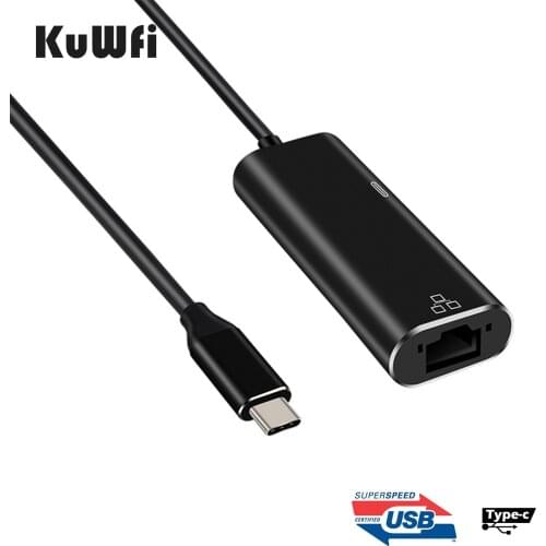 KuWFi Type-C RJ45 Ethernet LAN Network Wifi Adapter for Samsung Huawei Xiaomi M/P MacBook Windows PC USB C Ethernet Network Card