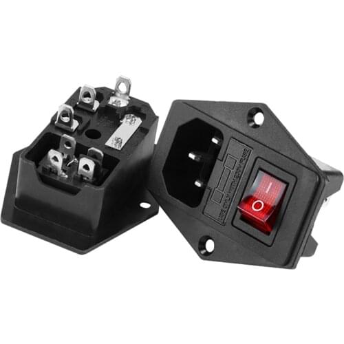 Ac power plug, IEC 320 3-pin 10A 250V input male plug with switch fuse device