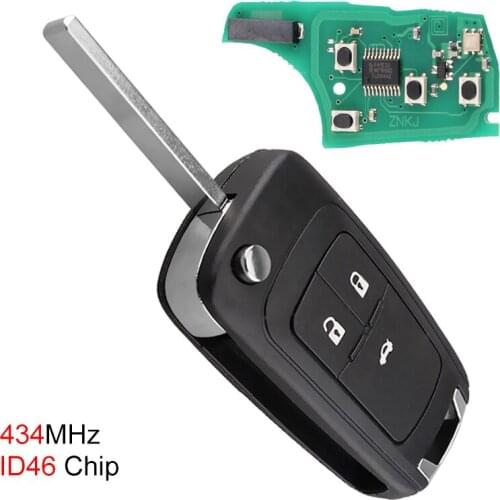 434MHz 3 Button Foldable Remote Car Key Fob ID46 Chip for 2010-2015 Astra J 2014-2016 Corsa E 2009-2015 Insignia 2012-2016 Zafir