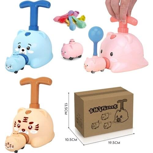 Pig/Bear Inertial Power Balloon Car Toy Puzzle Inertial Power Car Balloon Toys for Children Gift Education Science Experiment