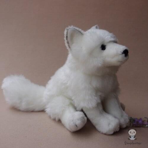 High Quality Plush Stuffed Doll Toy Real life White Fox dolls present Wildlife Silver Foxes model soft Gifts Toys