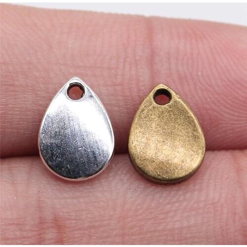 WYSIWYG 30pcs 11x8mm Pendant Waterdrops Drops Teardrops Charm Pendants For Jewelry Making Antique Silver Color