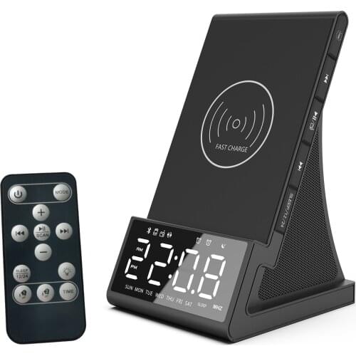 X7 Bluetooth Speaker Alarm Clock 10W Wireless Charger For Samsung Xiaomi LED Digital 3.5mm AUX FM TF Card Bluetooth Music Player