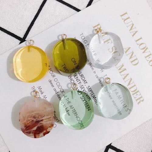 DIY Jewelry Findings Geometry Resin Colorful Earring Charms 10pcs 31*24mm Acrylic Necklace Bracelet Keychain Pendant Ornaments