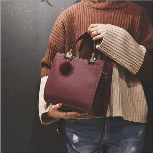 Women Fashion Hairball Shoulder Bag Handbags Women Bags Designer High-Grade Pu Leather Messenger Bag