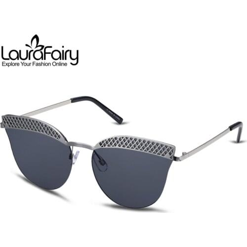 Laura Fairy Fashion Cateye Sunglasses Mesh Eyebrows Design UV Prtection Sun Glasses for Women oculo de sol feminino 2018 LF0405