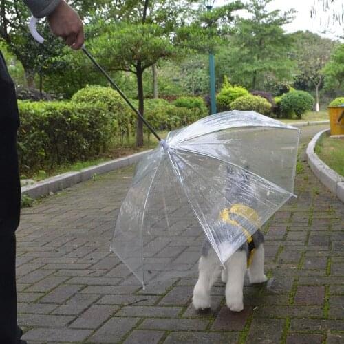 Original Top Transparent PE Pet Umbrella Small Dog Umbrella Rain Gear with Dog Metal Leads Keeps Pet Dry Raincoat Pet Supplies