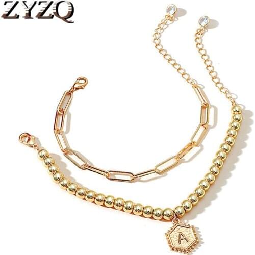 ZYZQ Summer Round Bead Chain Anklets Set for Women Boho Geometry Custom Anklet 2021 Ankle Bracelet on Leg Wholesale Jewelry