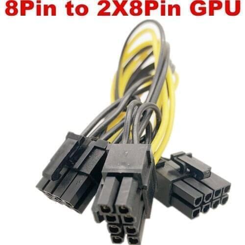 10pcs 8pin Male to Graphics Card GPU PCIE Dual 2 x 8(6+2)pin Male PCI-Express Y Splitter Miner GPU Power Supply Cable Cord 18AWG