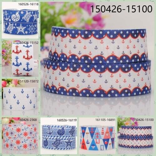 10yards -different sizes -cute anchor pattern ribbon printed Grosgrain ribbon